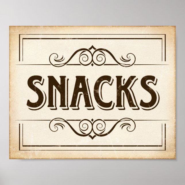 Skriv ut SNACKS-signatur för vintage Poster (Framsidan)