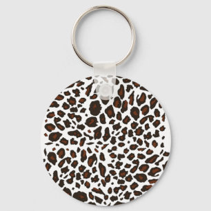Skriv ut snö Leopard Nyckelring