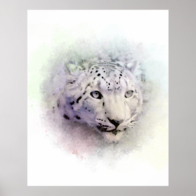 Skriv ut snö Leopard Poster (Framsidan)