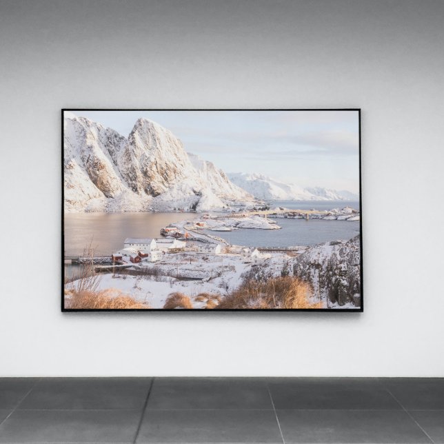 Skriv ut Snowing Village Rustic House-julklapp Fototryck (Skapare uppladdad)