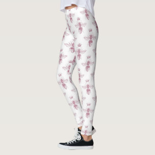 Skriv ut snyggt Rosa Marble & Humla Leggings