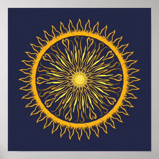 Skriv ut sol Mandala Poster (Framsidan)