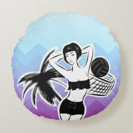 Skriv ut solnedgång - återgång rund kudde