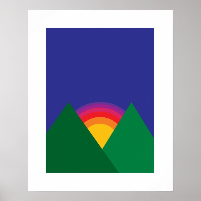 Skriv ut solnedgång för berg poster (Framsidan)