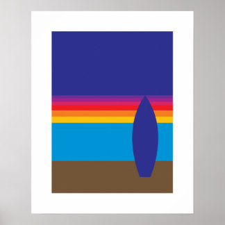 Skriv ut solnedtonad Surfa Poster