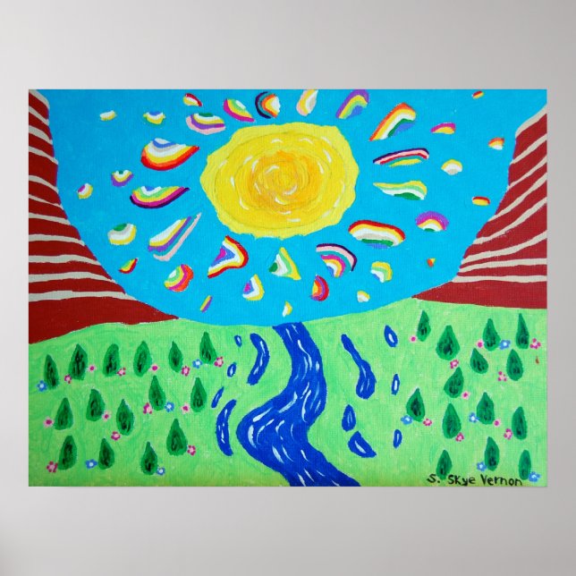 Skriv ut solsken och regnbågar poster (Framsidan)