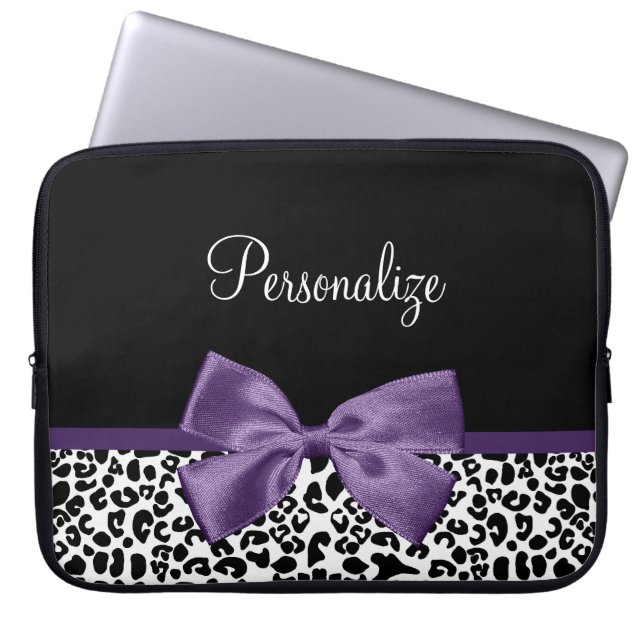 Skriv ut Söt-Lila med Namn Laptop Sleeve (Framsidan)