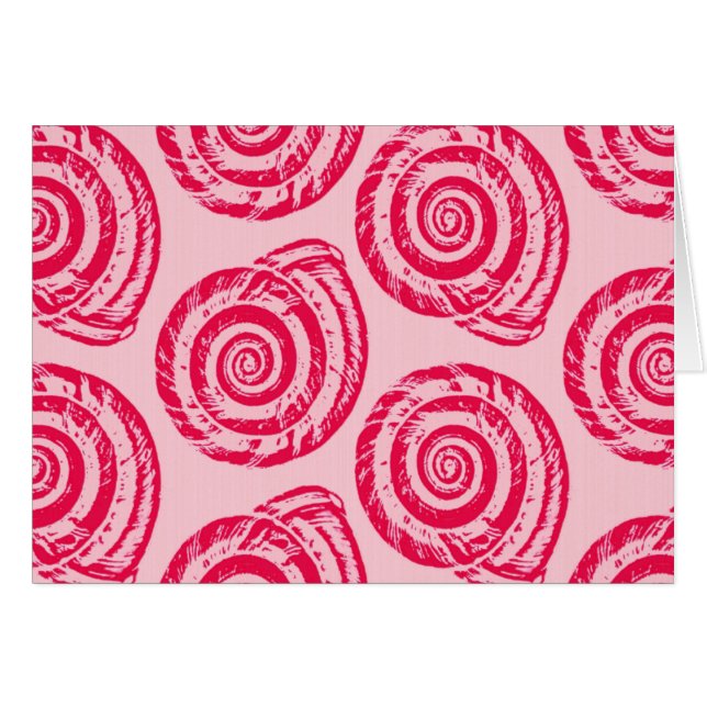 Skriv ut spiral Seashell-block, Rosa av korall och OBS Kort (Framsidan Horizontal)