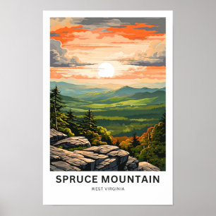 Skriv ut Spruce Mountain Väster virginia Travel Poster