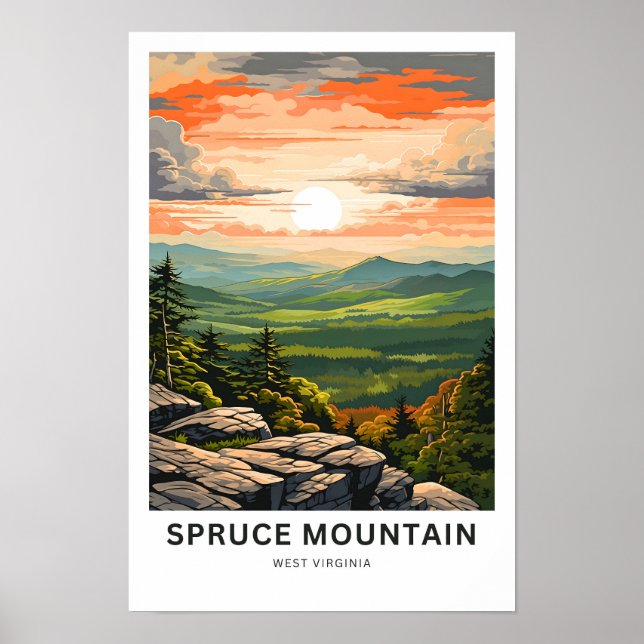Skriv ut Spruce Mountain Väster virginia Travel Poster (Framsidan)