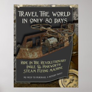 Skriv ut Steampunk flygande Maskin Poster