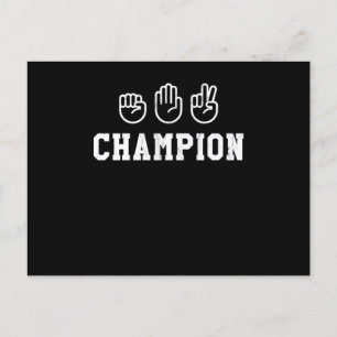 Skriv ut sten Pappra saxar Champion Hand Sign Cham Vykort