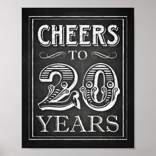 Skriv ut Stil-CHEERS till 20 ÅRS Skriv ut Poster (Framsidan)