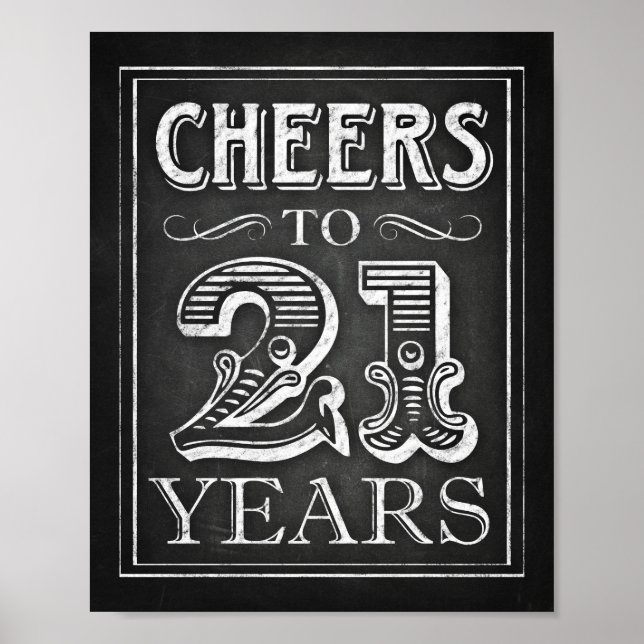 Skriv ut Stil-CHEERS till 21 ÅRS Skriv ut Poster (Framsidan)