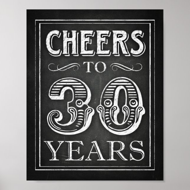 Skriv ut Stil-CHEERS till 30 ÅRS Skriv ut Poster (Framsidan)