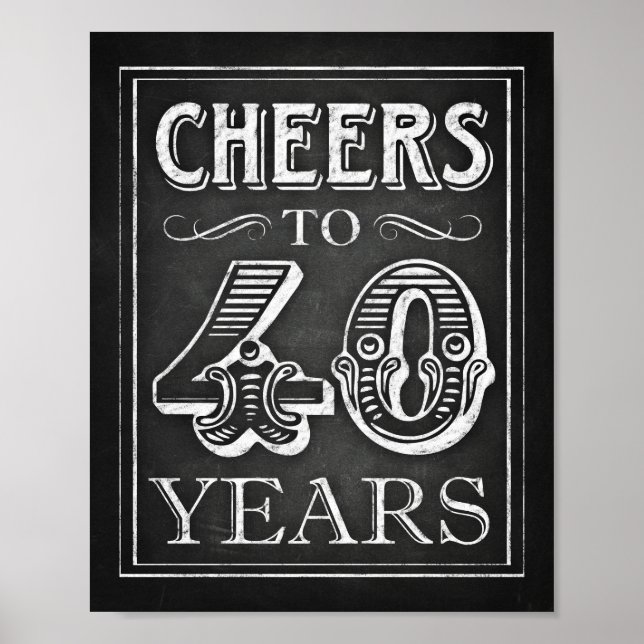 Skriv ut Stil-CHEERS till 40 ÅRS Skriv ut Poster (Framsidan)