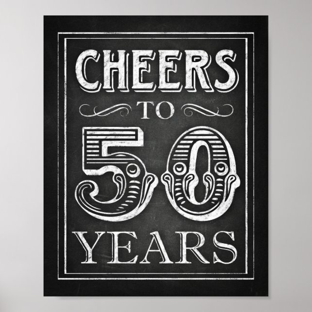 Skriv ut Stil-CHEERS till 50 ÅRS Skriv ut Poster (Framsidan)