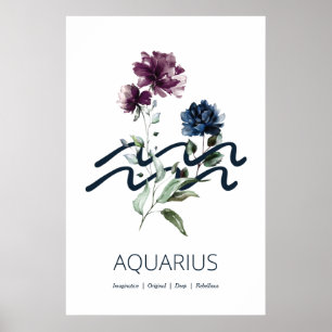 Skriv ut Stjärntecken av Aquarius Zodiac Poster