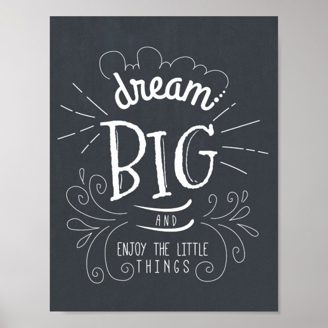 Skriv ut stora citattecken i Dream Big Quote-diagr Poster (Framsidan)