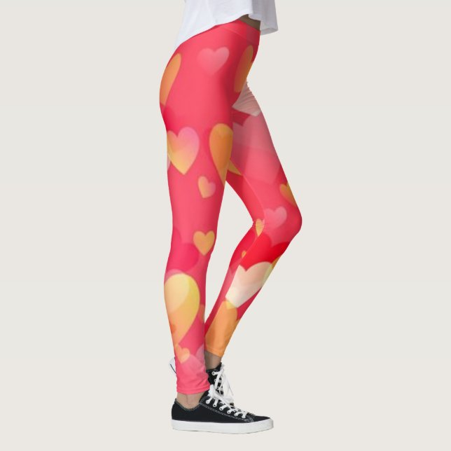 Skriv ut stora hjärtan! YOGA BYXOR Comfy Leggings (Höger)