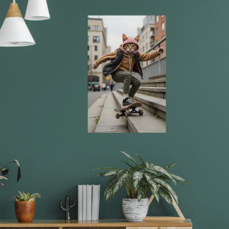 Skriv ut streckad kateboard-bild poster
