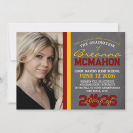 Skriv ut Studenten på Maroon & Guld Paw-utskrift Inbjudningar