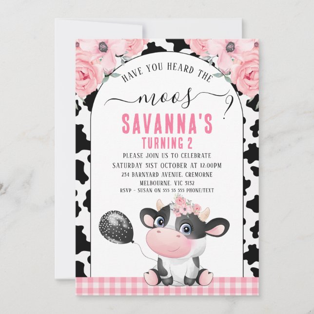 Skriv ut svart bläck har du hört Moos-födelsedagen Inbjudningar (Framsida)