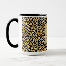 Skriv ut svart Guld Glitter Leopard Mugg