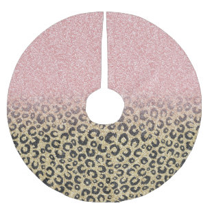 Skriv ut svart leopard för elegant Ro Guld Glitte Julgransmatta Borstad Polyester