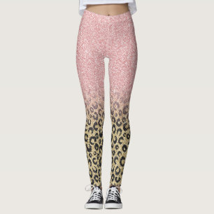 Skriv ut svart leopard för elegant Ro Guld Glitte Leggings