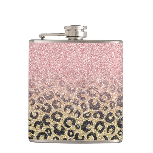 Skriv ut svart leopard för elegant Ro Guld Glitter Fickplunta (Framsidan)