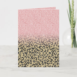Skriv ut svart leopard för elegant Ro Guld Glitter Helgkort