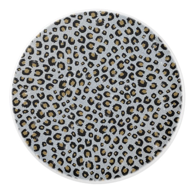 Skriv ut svart leopard silver Guld Glitter Knopp (Framsidan)