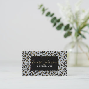 Skriv ut svart leopard silver Guld Glitter Visitkort