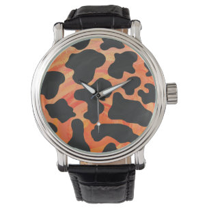Skriv ut svart och Orange Armbandsur