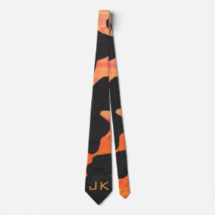 Skriv ut svart och Orange för kontur Slips