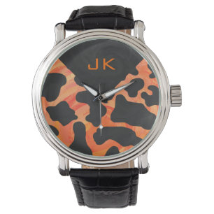 Skriv ut svart och Orange i monogram Armbandsur