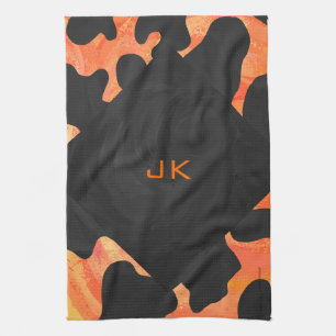 Skriv ut svart och Orange i monogram Kökshandduk