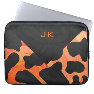 Skriv ut svart och Orange i monogram Laptop Sleeve