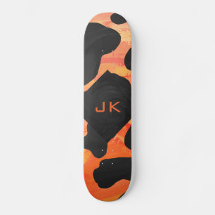 Skriv ut svart och Orange i monogram Skateboard Bräda 19,5 Cm