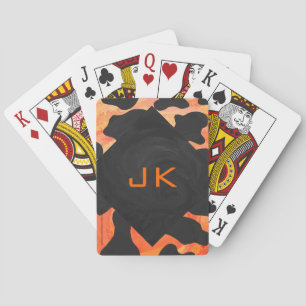 Skriv ut svart och Orange i monogram Spel Kort