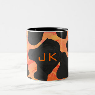 Skriv ut svart och Orange i monogram Två-Tonad Mugg