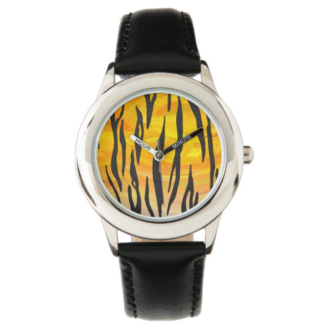 Skriv ut svart och Orange i tigerbläck Armbandsur (Framsida)