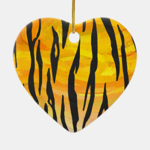 Skriv ut svart och Orange i tigerbläck Julgransprydnad Keramik