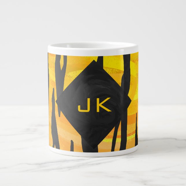 Skriv ut svart och Orange i tigerbläck Jumbo Mugg (Framsidan)