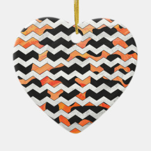 Skriv ut svart och Orange med Chevron Julgransprydnad Keramik