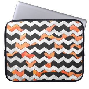 Skriv ut svart och Orange med Chevron Laptop Fodral