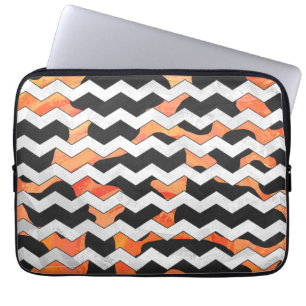 Skriv ut svart och Orange med Chevron Laptop Fodral