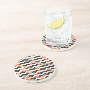 Skriv ut svart och Orange med Chevron Underlägg Sandsten