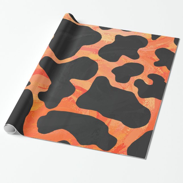 Skriv ut svart och Orange Presentpapper (Utrullad)